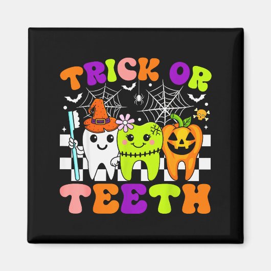 Trick Or Teeth Funny Dental Halloween Costumes Tre Magneet (Voorkant)