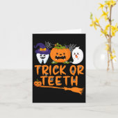 Trick Or Teeth Funny Dentist Halloween Dental Squa Kaart (Gele Bloem)
