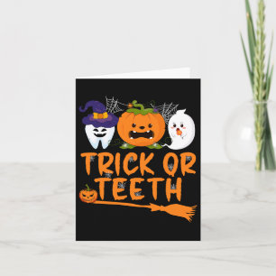 Trick Or Teeth Funny Dentist Halloween Dental Squa Kaart