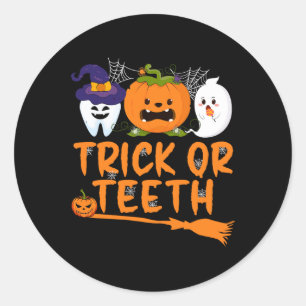 Trick Or Teeth Funny Dentist Halloween Dental Squa Ronde Sticker