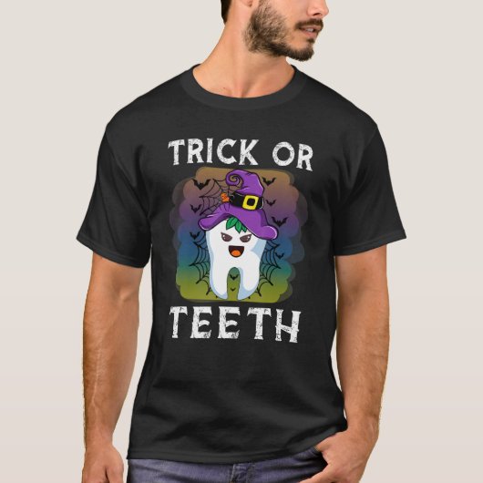 Trick Or Teeth Funny Dentist Halloween Dental Squa T-shirt (Voorkant)