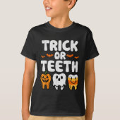 Trick or Teeth Halloween Grappige Tandheelkundige T-shirt (Voorkant)