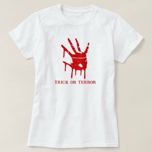 Trick or Terror Spooky Blood Hand Halloween T-shirt (Design voorkant)