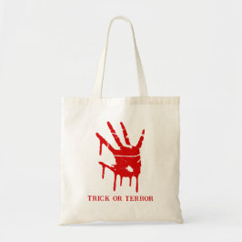 Trick or Terror Spooky Blood Hand Halloween Tote Bag