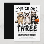 Trick or Three 3de verjaardag Halloween-feestuitno Kaart (Voorkant / Achterkant)