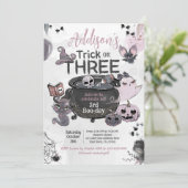 Trick or Three 3rd Birthday Halloween Kaart (Staand voorkant)