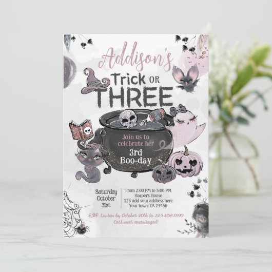 Trick or Three 3rd Birthday Halloween Kaart (Staand voorkant)