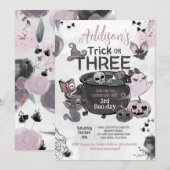 Trick or Three 3rd Birthday Halloween Kaart (Voorkant / Achterkant)