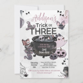 Trick or Three 3rd Birthday Halloween Kaart