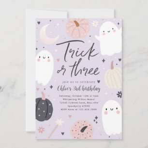 Trick or Three Boho Halloween Ghost 3e verjaardag Kaart
