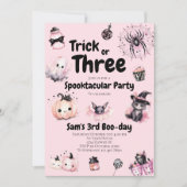 Trick or Three Girl Schattige Halloween 3e Verjaar Kaart (Voorkant)