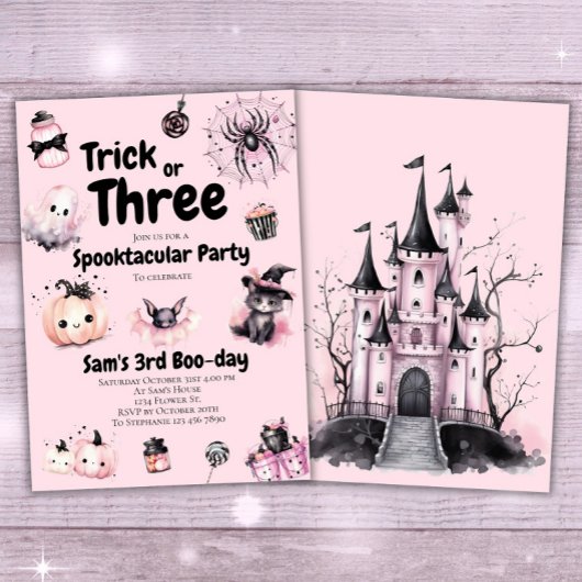 Trick or Three Girl Schattige Halloween 3e Verjaar Kaart