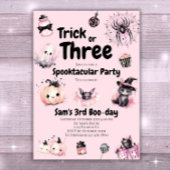 Trick or Three Girl Schattige Halloween 3e Verjaar Kaart