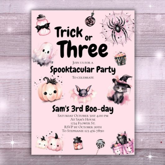 Trick or Three Girl Schattige Halloween 3e Verjaar Kaart