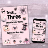 Trick or Three Girl Schattige Halloween 3e Verjaar Kaart