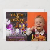 Trick or Three - Griezelen op de 3e verjaardagsuit Kaart (Voorkant)