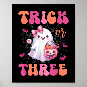 Trick or Three Halloween 3 jaar oude spookverjaard Poster