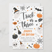 Trick or Three Halloween 3de verjaardagsfeestje Sc Kaart (Voorkant)