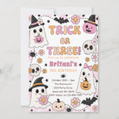Trick or Three Halloween 3de verjaardagsfeestje Sc Kaart (Voorkant)