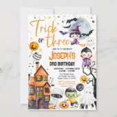 Trick or Three Halloween 3e verjaardagsfeest Schat Kaart (Voorkant)
