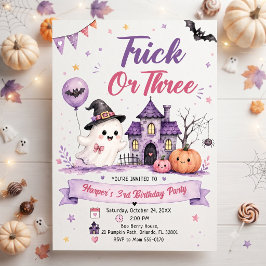 Trick or Three Halloween Birthday Party Kaart