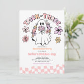 Trick or Three Halloween Floral Ghost 3e verjaarda Kaart (Staand voorkant)
