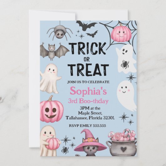 Trick Or Three Halloween Geest 3e Verjaardagsfeest Kaart (Voorkant)