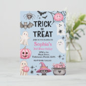 Trick Or Three Halloween Geest 3e Verjaardagsfeest Kaart (Staand voorkant)