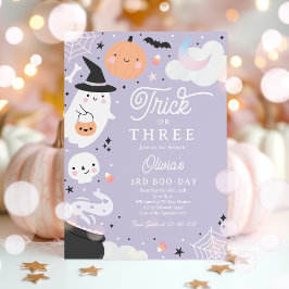 Trick or Three Halloween Ghost 3e verjaardagsfeest Kaart