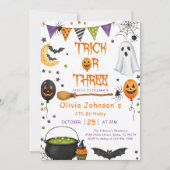 Trick Or Three Halloween Groovy Geest 3e Verjaarda Kaart (Voorkant)