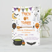 Trick Or Three Halloween Groovy Geest 3e Verjaarda Kaart (Staand voorkant)