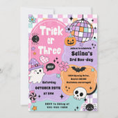Trick Or Three Halloween Groovy Geest 3e Verjaarda Kaart (Voorkant)