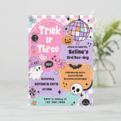 Trick Or Three Halloween Groovy Geest 3e Verjaarda Kaart (Staand voorkant)