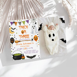 Trick Or Three Halloween Groovy Geest 3e Verjaarda Kaart