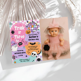 Trick Or Three Halloween Groovy Geest 3e Verjaarda Kaart