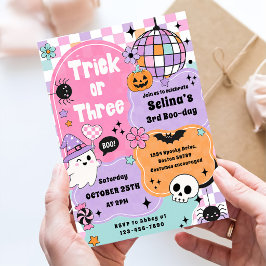Trick Or Three Halloween Groovy Geest 3e Verjaarda Kaart