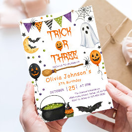 Trick Or Three Halloween Groovy Geest 3e Verjaarda Kaart