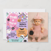 Trick Or Three Halloween Groovy Geest 3e Verjaarda Kaart (Voorkant)