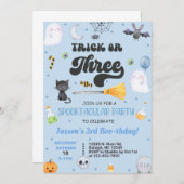 Trick or Three Halloween jongen 3e verjaardag uitn Kaart (Voorkant / Achterkant)