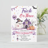 Trick or Three Halloween Verjaardagsfeestje Kaart (Staand voorkant)