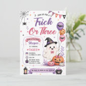 Trick or Three Halloween Verjaardagsfeestje Kaart (Staand voorkant)