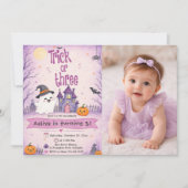 Trick Or Three Halloween Verjaardagsfeestje Kaart (Voorkant)