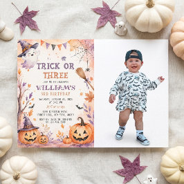 Trick Or Three Pompoen Geest Verjaardagsuitnodigin Kaart
