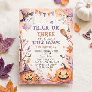 Trick Or Three Pompoen Geest Verjaardagsuitnodigin Kaart