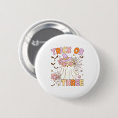 Trick Or Three Schattige Geest Groovy 3e Verjaarda Ronde Button 5,7 Cm (Voorkant /achterkant)
