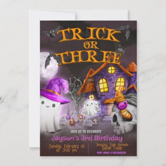 Trick or Three - Spooky 3e verjaardag Kaart (Voorkant)