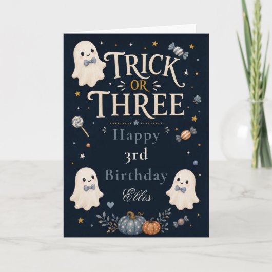Trick or Three Verjaardags Verjaardagskaart Kaart (Voorkant)