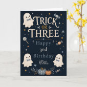 Trick or Three Verjaardags Verjaardagskaart Kaart (Gele Bloem)