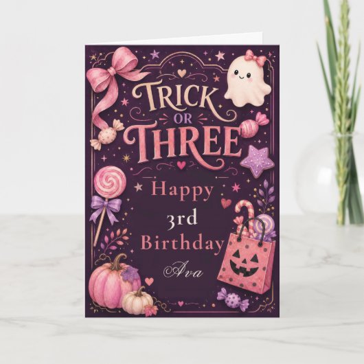 Trick or Three Verjaardagskaart Kaart (Voorkant)