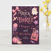 Trick or Three Verjaardagskaart Kaart (Gele Bloem)